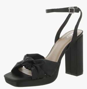 MIA Black Satin Block Heel Sandals Size 10